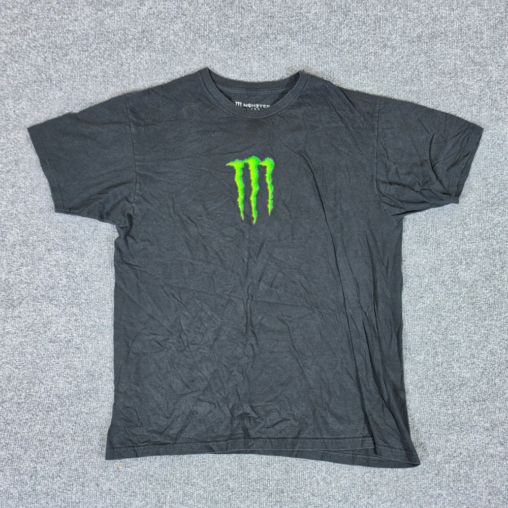 Monster Energy Drink Graphic T-Shirt Mens XL Black Green Claw Logo Short Sleeve